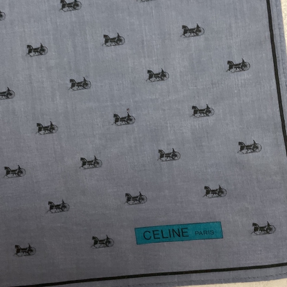 Celine Blue and Black Patterned Pocket Square - Picture 2 of 5